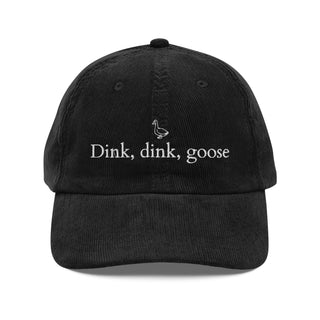 Dink, Dink, Goose Black Vintage Corduroy Dad Hat - White Thread