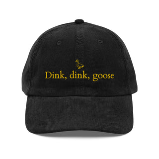 Dink, Dink, Goose Black Vintage Corduroy Dad Hat - Gold Thread