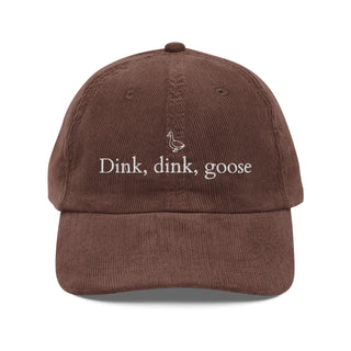 Dink, Dink, Goose Chestnut Vintage Corduroy Dad Hat - White Thread