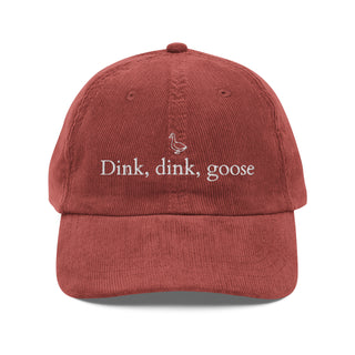 Dink, Dink, Goose Burgundy Vintage Corduroy Dad Hat - White Thread