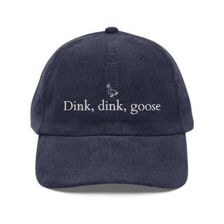 Dink, Dink, Goose Navy Vintage Corduroy Dad Hat - White Thread