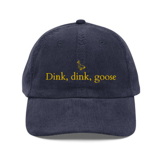 Dink, Dink, Goose Navy Vintage Corduroy Dad Hat - Gold Thread