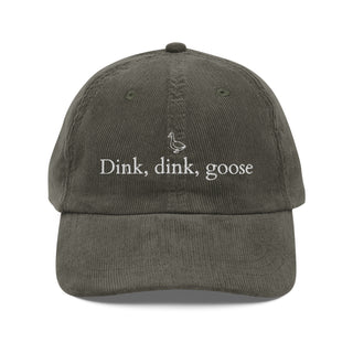 Dink, Dink, Goose Olive Vintage Corduroy Dad Hat - White Thread